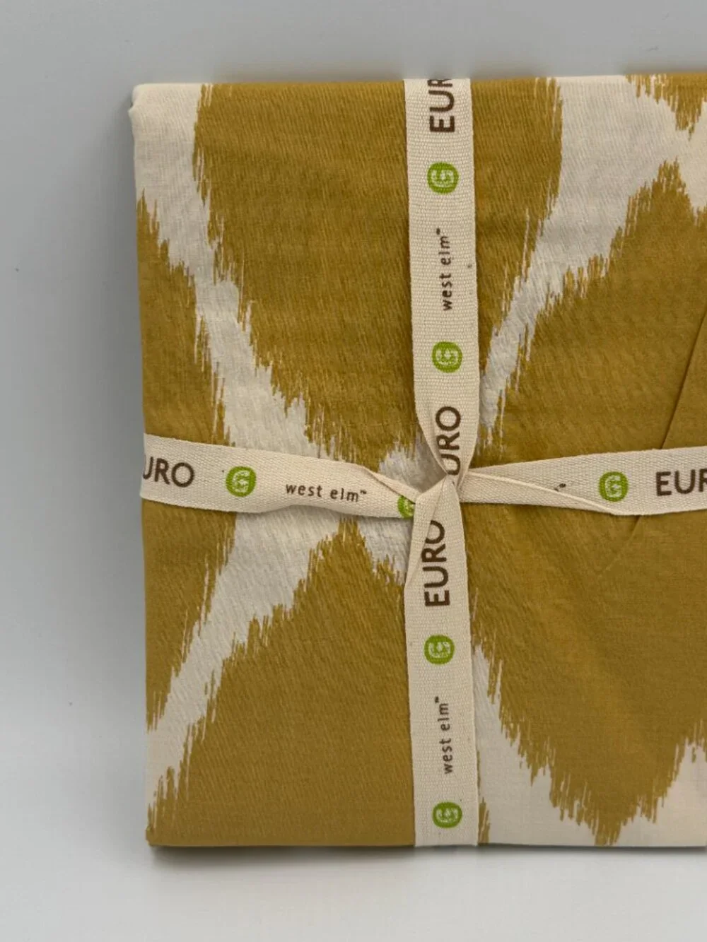 Organic IKAT OGEE Pillow Sham WEST ELM GREEN Euro Cotton NOS
